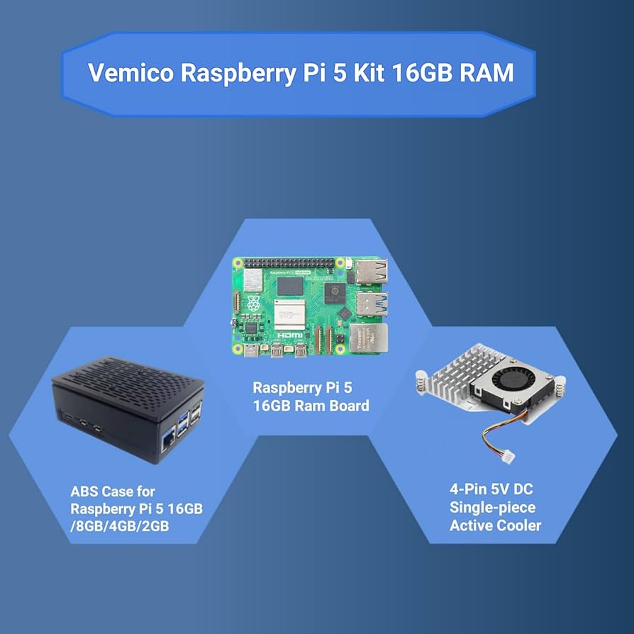 Amazon.com: Vemico for Raspberry Pi 5 16GB Kit with Pi 5